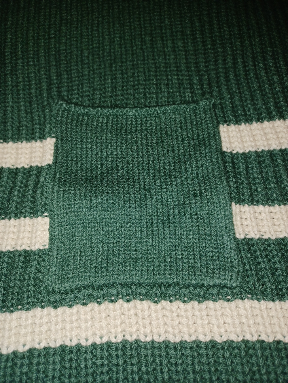 Zenana Outfitters Forest Green and Cream Striped Crewneck Sweater - Picture 4 of 5